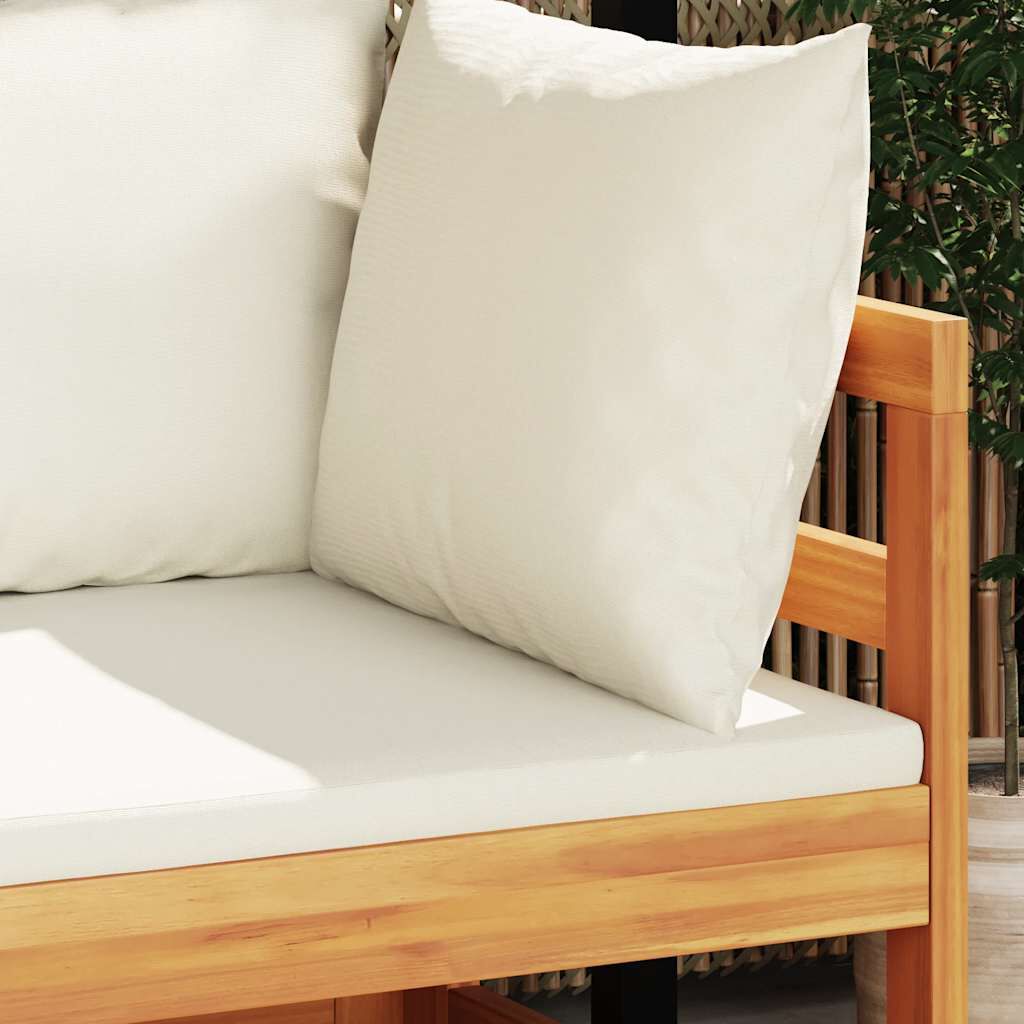 vidaXL Corner Sofa with Cream White Cushions Solid Acacia Wood, cream white vidaXL Corner Sofa with Cream White Cushions Solid Acacia Wood