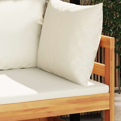 vidaXL Corner Sofa with Cream White Cushions Solid Acacia Wood, cream white vidaXL Corner Sofa with Cream White Cushions Solid Acacia Wood