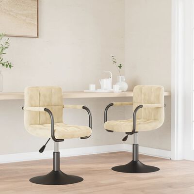 vidaXL Swivel Dining Chairs 2 pcs Cream Velvet, cream vidaXL Swivel Dining Chairs 2 pcs Cream Velvet