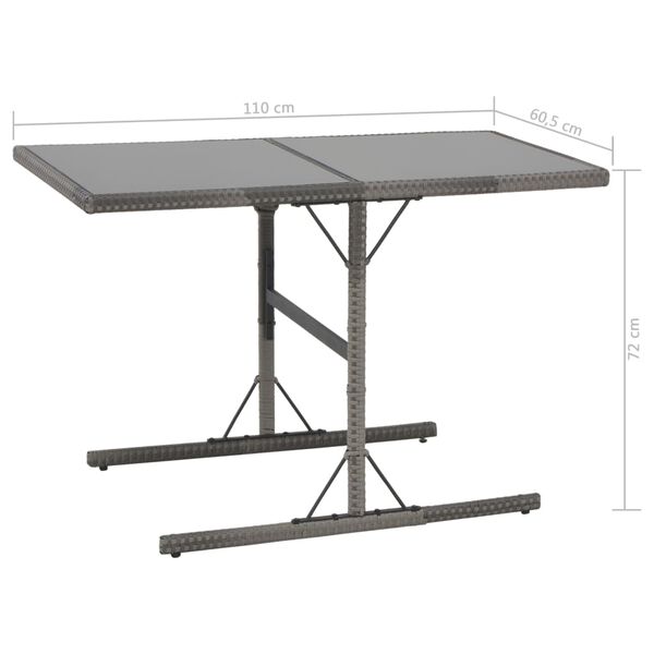 vidaXL 7 Piece Outdoor Dining Set with Cushions Poly Rattan Grey