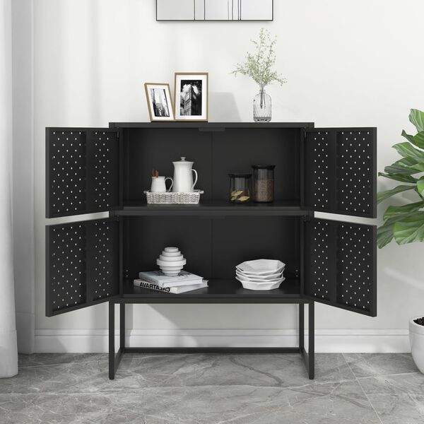 vidaXL Highboard Black 80x35x100 cm Steel