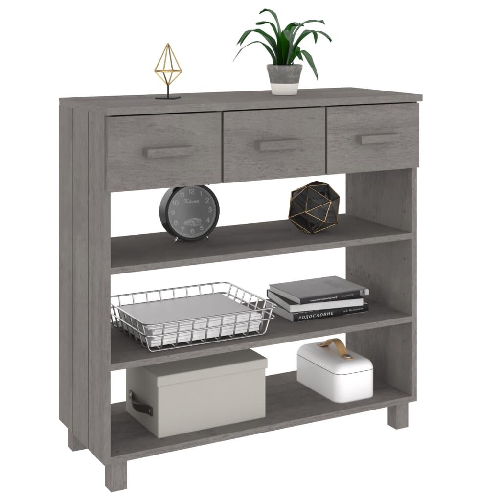 vidaXL Console Table HAMAR Light Grey 90x35x90 cm Solid Wood Pine