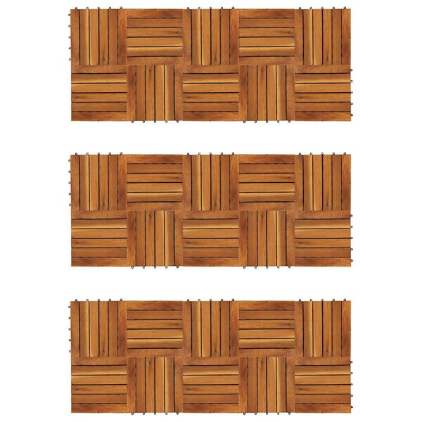 Decking Tiles Vertical Pattern 30 x 30 cm Acacia Set of 30