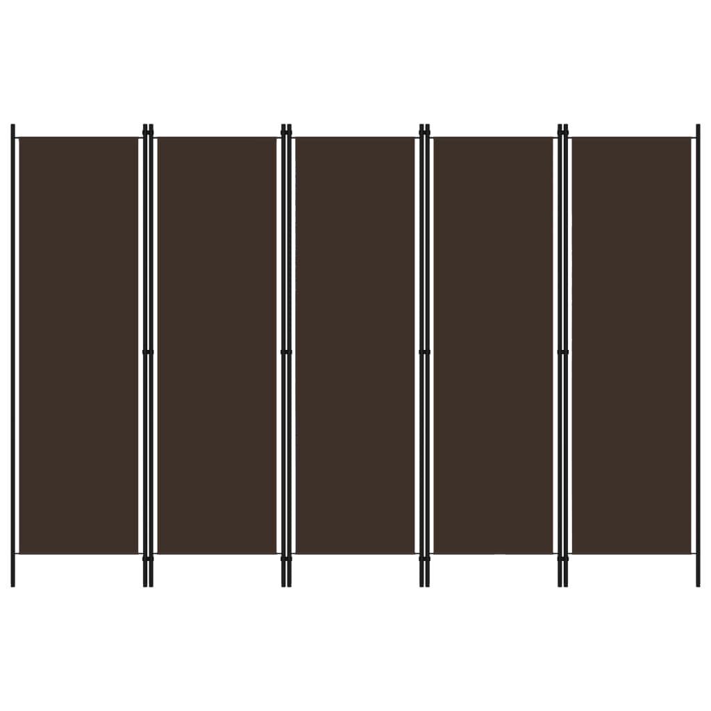 vidaXL 5-Panel Room Divider Brown 250x180 cm