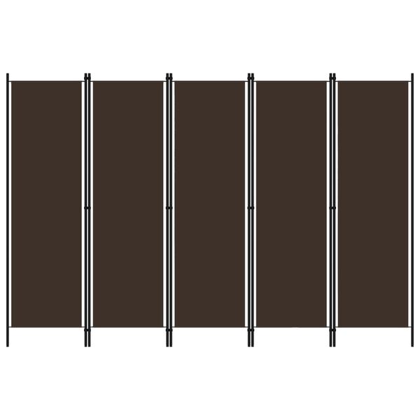 vidaXL 5-Panel Room Divider Brown 250x180 cm