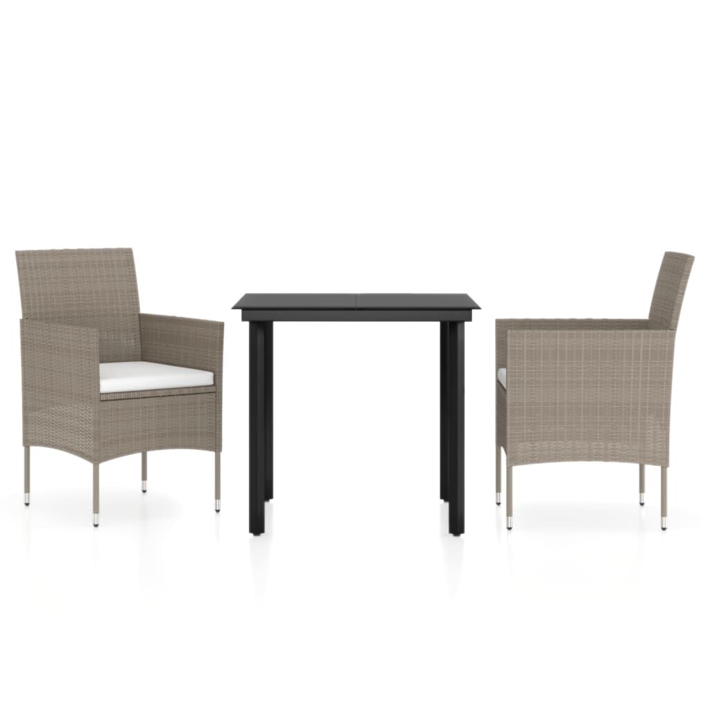 vidaXL 3 Piece Garden Dining Set with Cushions Beige and Black