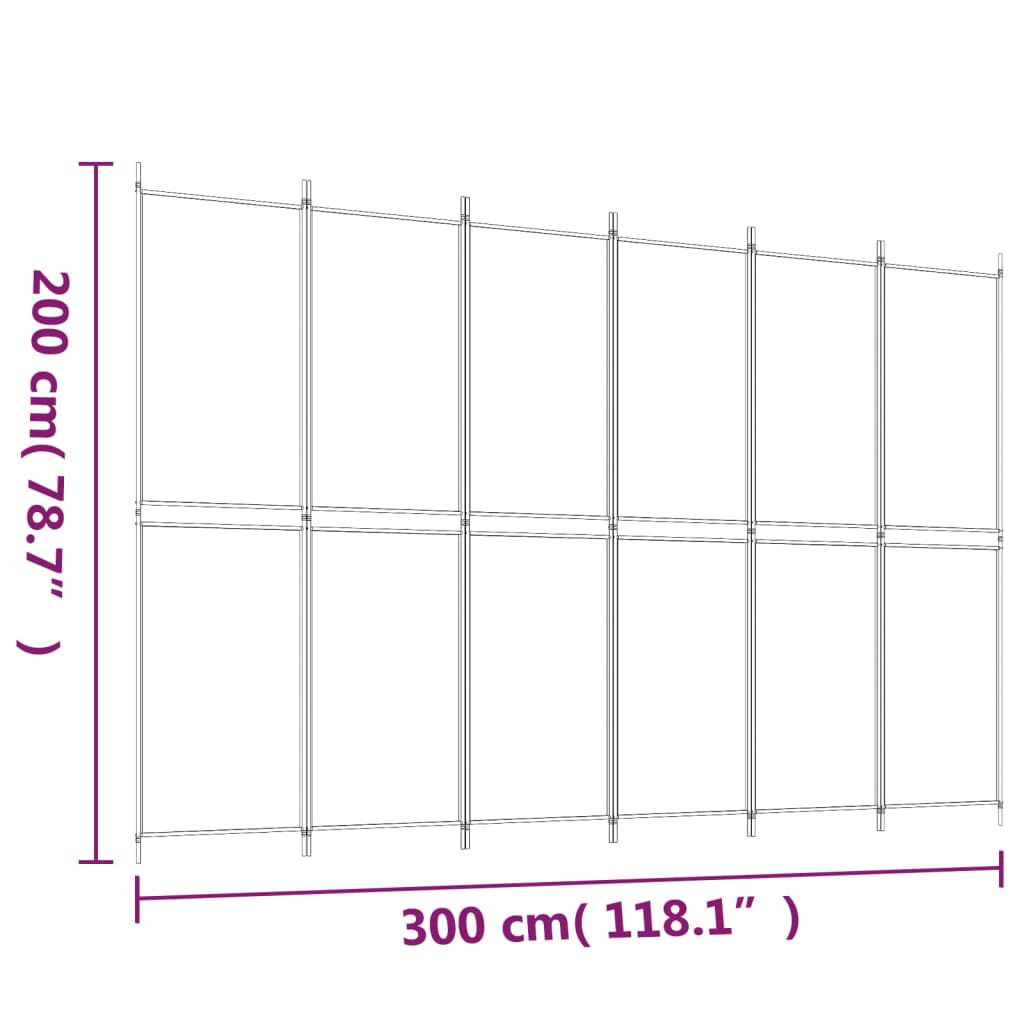 vidaXL 6-Panel Room Divider Black 300x200 cm Fabric