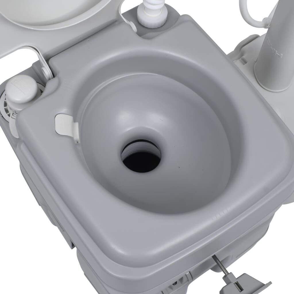 vidaXL Portable Camping Toilet and Handwash Stand Set Grey