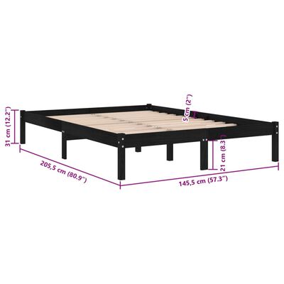 vidaXL Bed Frame without Mattress Black Solid Wood 140x200 cm, black vidaXL Bed Frame without Mattress Black Solid Wood 140x200 cm