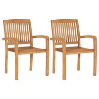vidaXL Stacking Garden Dining Chairs 2 pcs Solid Teak Wood,  vidaXL Stacking Garden Dining Chairs 2 pcs Solid Teak Wood