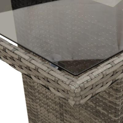 vidaXL Garden Table with Glass Top Grey 190x80x74 cm Poly Rattan, grey vidaXL Garden Table with Glass Top Grey 190x80x74 cm Poly Rattan
