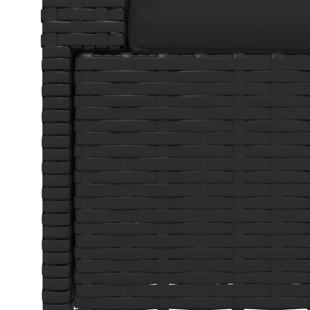 vidaXL 2-Seater Sofa with Cushions Black Poly Rattan