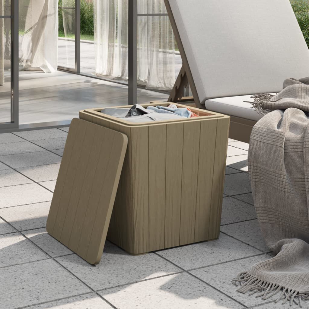 vidaXL Garden Table with Removable Lid Light Brown Polypropylene