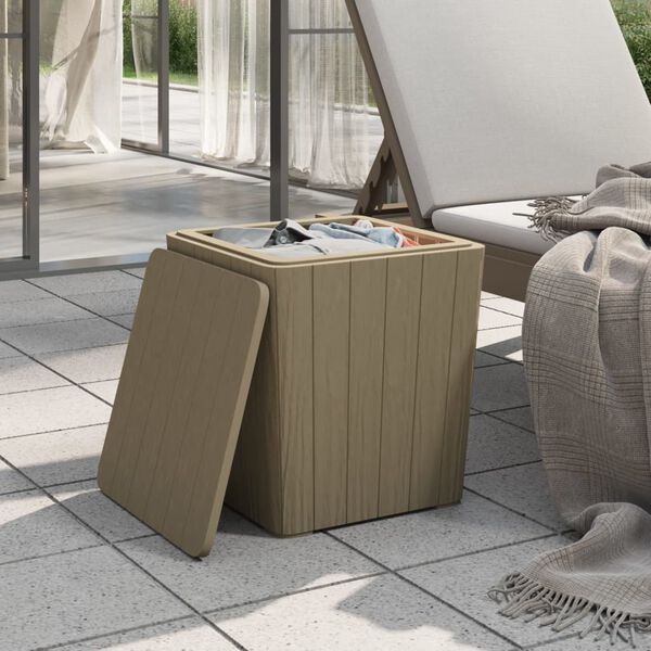 vidaXL Garden Table with Removable Lid Light Brown Polypropylene