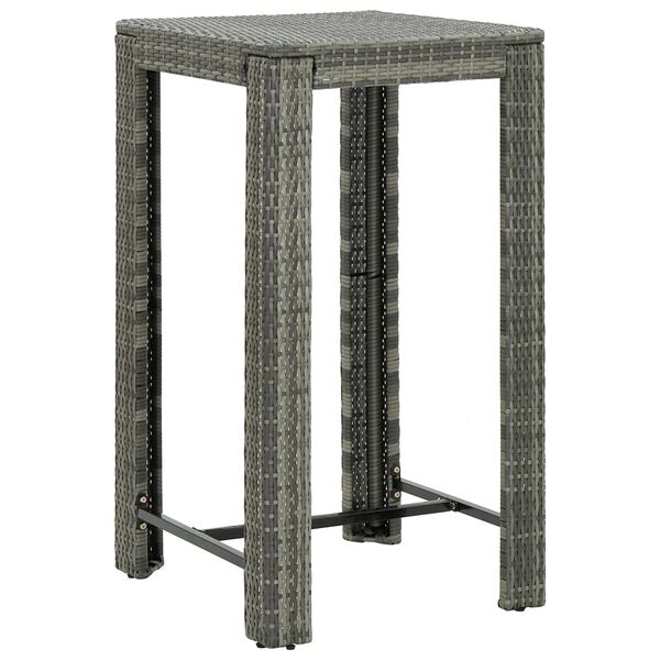 vidaXL Garden Bar Table Grey 60.5x60.5x110.5 cm Poly Rattan