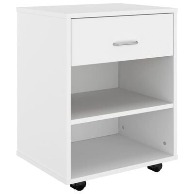 vidaXL Rolling Cabinet White 46x36x59 cm Engineered Wood, white vidaXL Rolling Cabinet White 46x36x59 cm Engineered Wood
