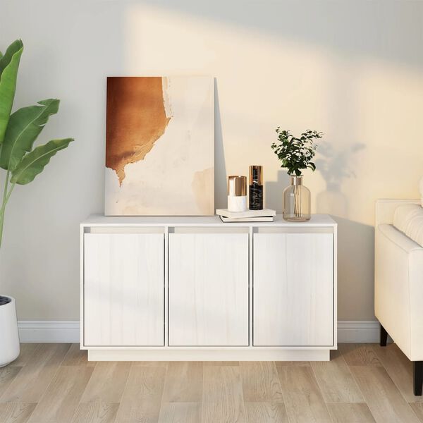 vidaXL Sideboard White 111x34x60 cm Solid Wood Pine