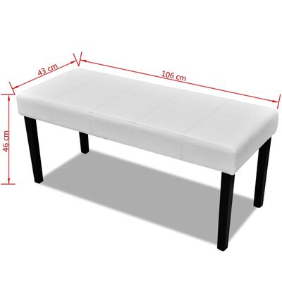 vidaXL White High Quality Artificial Leather Bench, white vidaXL White High Quality Artificial Leather Bench