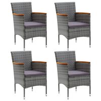 vidaXL Garden Dining Chairs 4 pcs Poly Rattan Grey, grey vidaXL Garden Dining Chairs 4 pcs Poly Rattan Grey