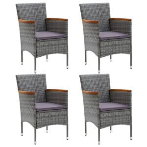 vidaXL Garden Dining Chairs 4 pcs Poly Rattan Grey