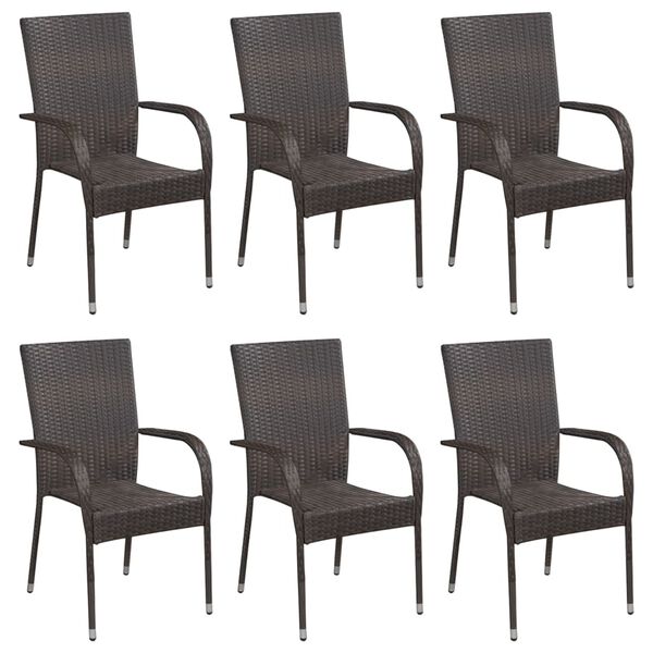 vidaXL 7 Piece Garden Dining Set Brown