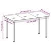 vidaXL Garden Dining Table Black 140x70x74 cm Steel and Glass
