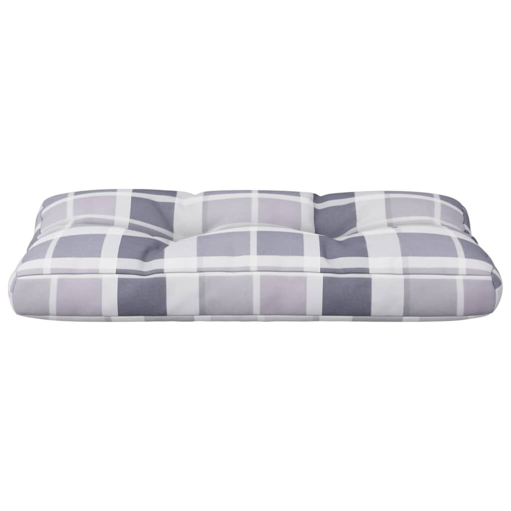 vidaXL Pallet Cushion Grey Check Pattern 70x40x12 cm Fabric