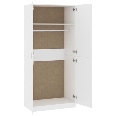 vidaXL Wardrobe White 90x52x200 cm Engineered Wood, white vidaXL Wardrobe White 90x52x200 cm Engineered Wood