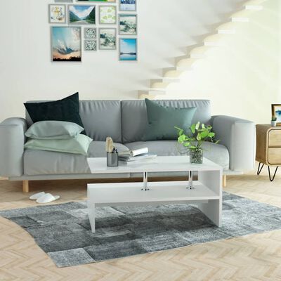 vidaXL Coffee Table Engineered Wood 90x59x42 cm White, white vidaXL Coffee Table Engineered Wood 90x59x42 cm White
