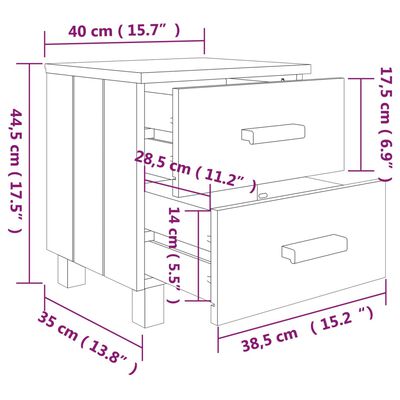 vidaXL Bedside Cabinet HAMAR Light Grey 40x35x44.5 cm Solid Pinewood