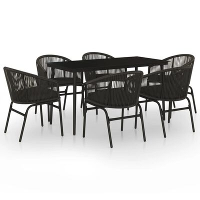 vidaXL 7 Piece Garden Dining Set Black, black vidaXL 7 Piece Garden Dining Set Black