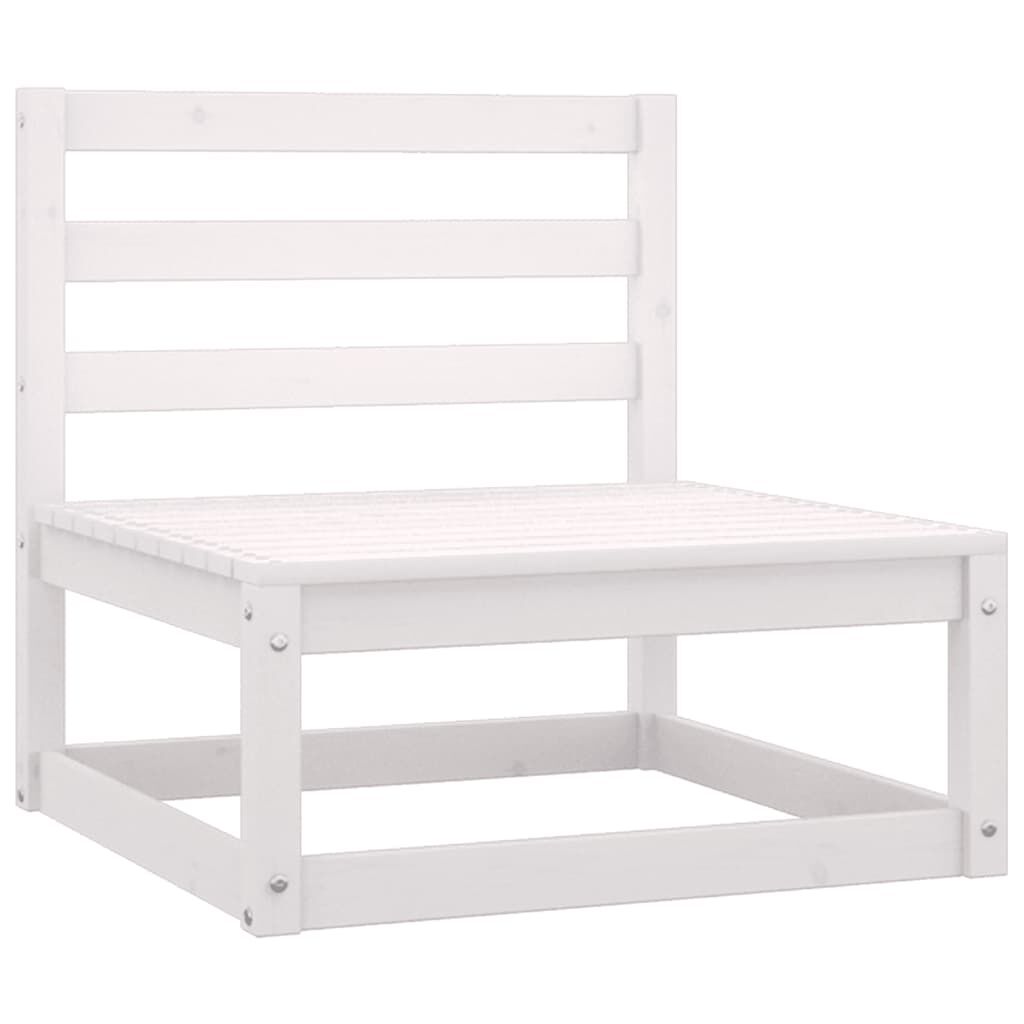 vidaXL Garden Middle Sofa with Anthracite Cushions White Solid Pinewood