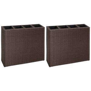 vidaXL Garden Raised Bed with 4 Pots 2 pcs Poly Rattan Brown(2x41085)