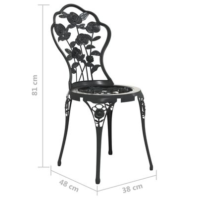 vidaXL 3 Piece Bistro Set Cast Aluminium Black, black vidaXL 3 Piece Bistro Set Cast Aluminium Black