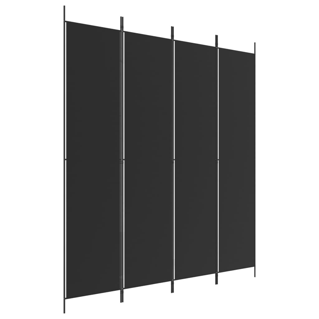 vidaXL 4-Panel Room Divider Black 200x220 cm Fabric