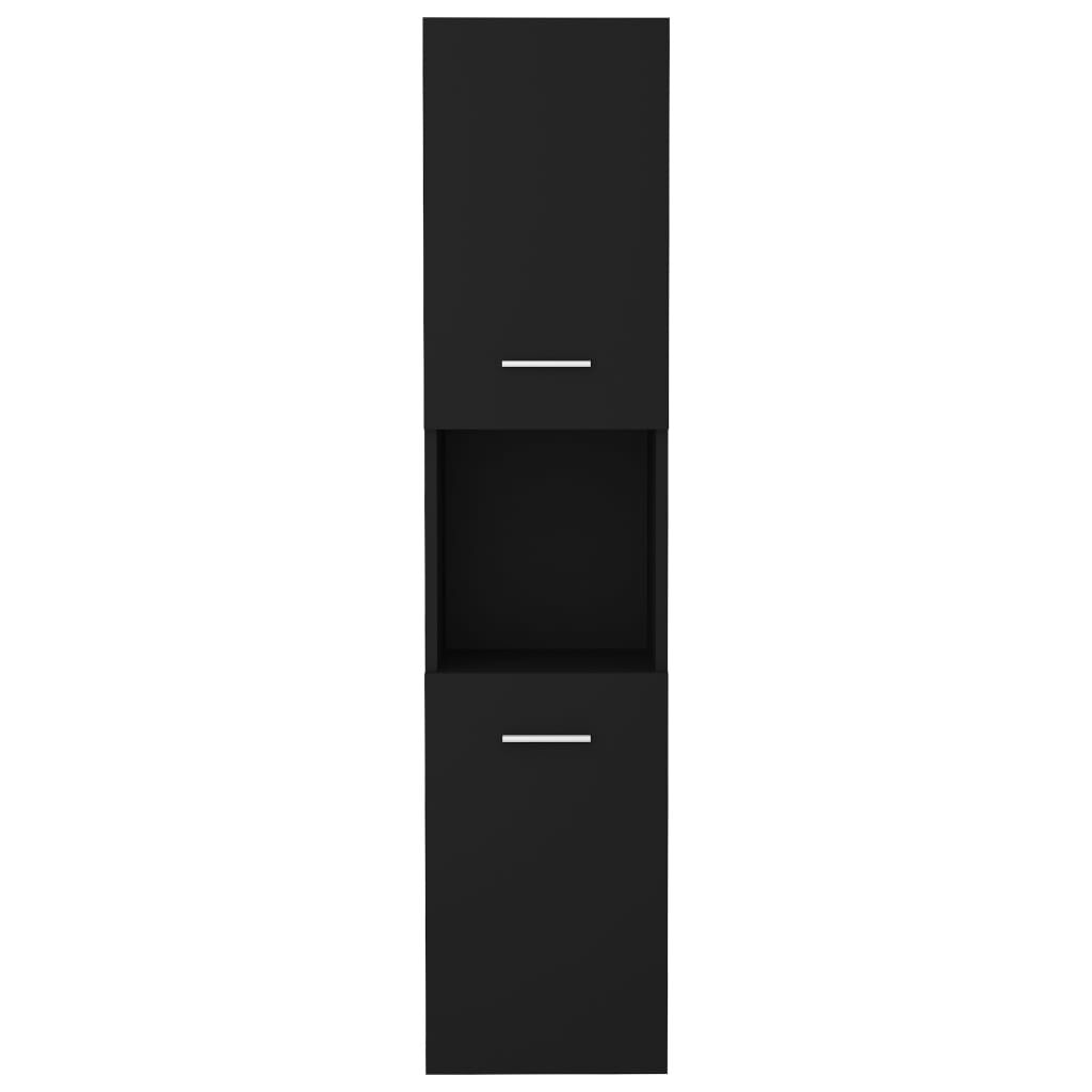 vidaXL Bathroom Cabinet Black 30x30x130 cm Engineered Wood
