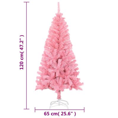 vidaXL Artificial Christmas Tree with Stand Pink 120 cm PVC, pink vidaXL Artificial Christmas Tree with Stand Pink 120 cm PVC