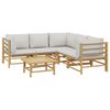 vidaXL 6 Piece Garden Lounge Set with Light Grey Cushions Bamboo