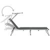 vidaXL Folding Sun Lounger with Roof Aluminium and Textilene Grey