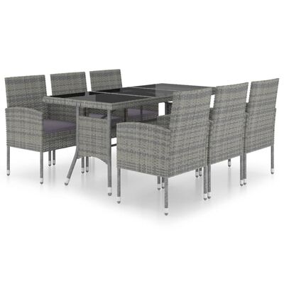 vidaXL 7 Piece Garden Dining Set Poly Rattan Anthracite & Grey, anthracite vidaXL 7 Piece Garden Dining Set Poly Rattan Anthracite & Grey