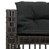 vidaXL Garden Sofa with Cushions and Footstool L-Shaped Black Poly Rattan