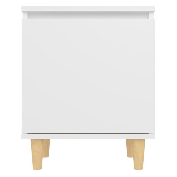 vidaXL Bed Cabinet with Solid Wood Legs White 40x30x50 cm
