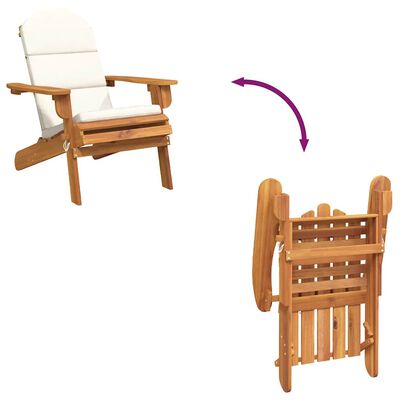 vidaXL Adirondack Garden Chair with Cushions Solid Wood Acacia, brown and cream vidaXL Adirondack Garden Chair with Cushions Solid Wood Acacia