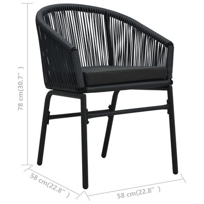 vidaXL Garden Chairs 2 pcs Black PE Rattan, black vidaXL Garden Chairs 2 pcs Black PE Rattan