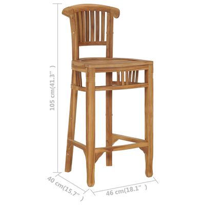 vidaXL Bar Chair Solid Teak Wood,  vidaXL Bar Chair Solid Teak Wood