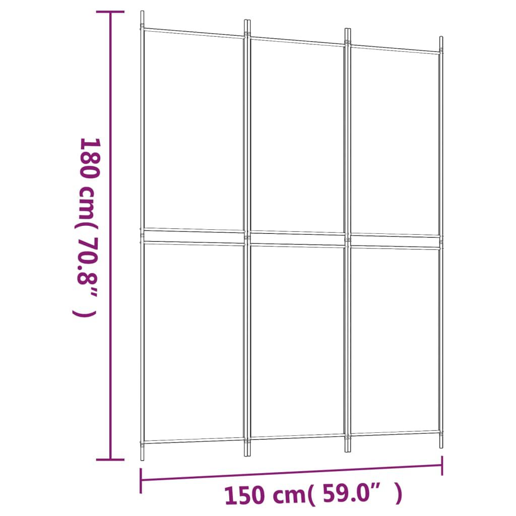 vidaXL 3-Panel Room Divider Black 150x200 cm Fabric