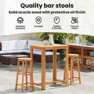 vidaXL Bar Chairs 2 pcs Solid Acacia Wood,  vidaXL Bar Chairs 2 pcs Solid Acacia Wood