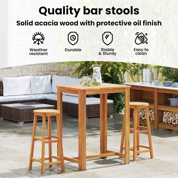 vidaXL Bar Chairs 2 pcs Solid Acacia Wood