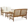 vidaXL 3 Piece Garden Lounge Set with Cushions Solid Acacia Wood