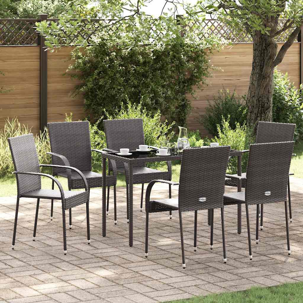 vidaXL Stackable Outdoor Chairs 6 pcs Poly Rattan Brown